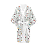 Cute Penguin christmas pattern Women's Short Kimono Robe
