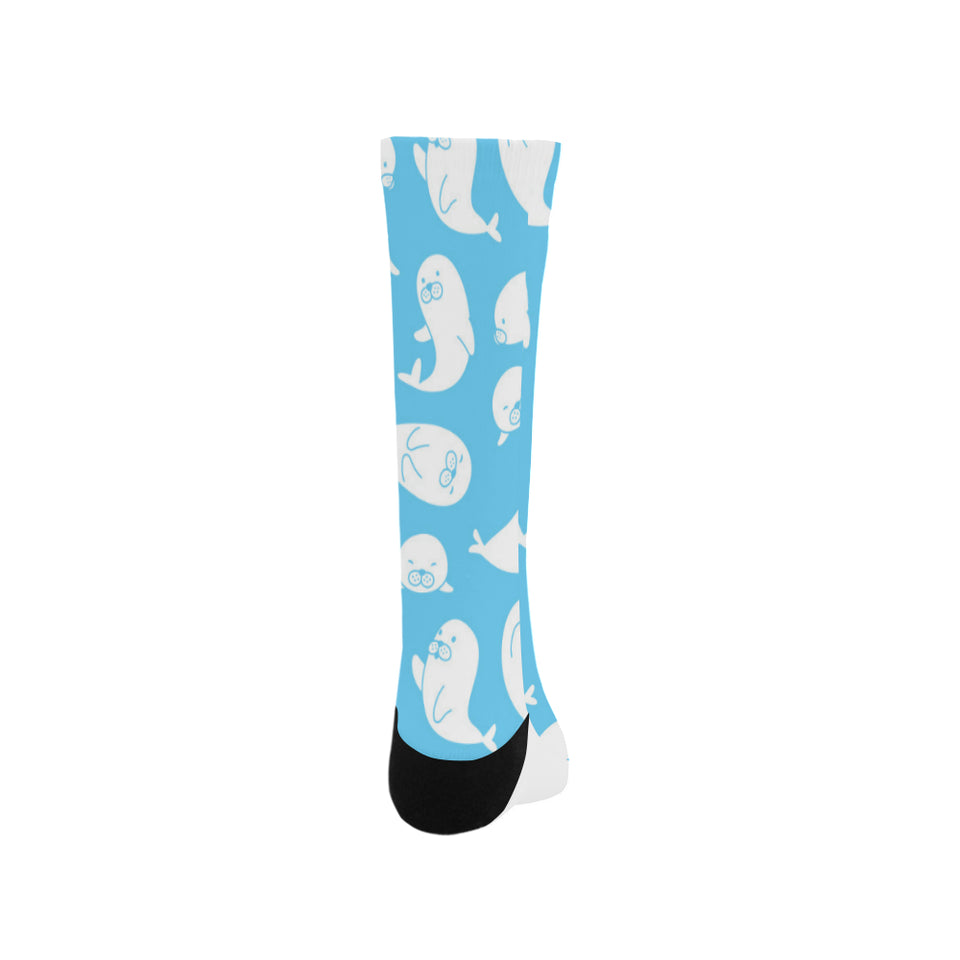 Cute white sea lion seals pattern Crew Socks