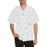 Snowflake pattern white background Men's All Over Print Hawaiian Shirt