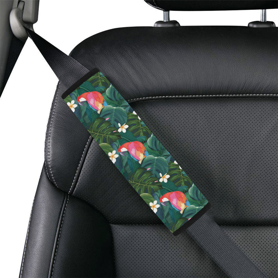 Parrot Palm tree leaves flower hibiscus pattern Car Seat Belt Cover