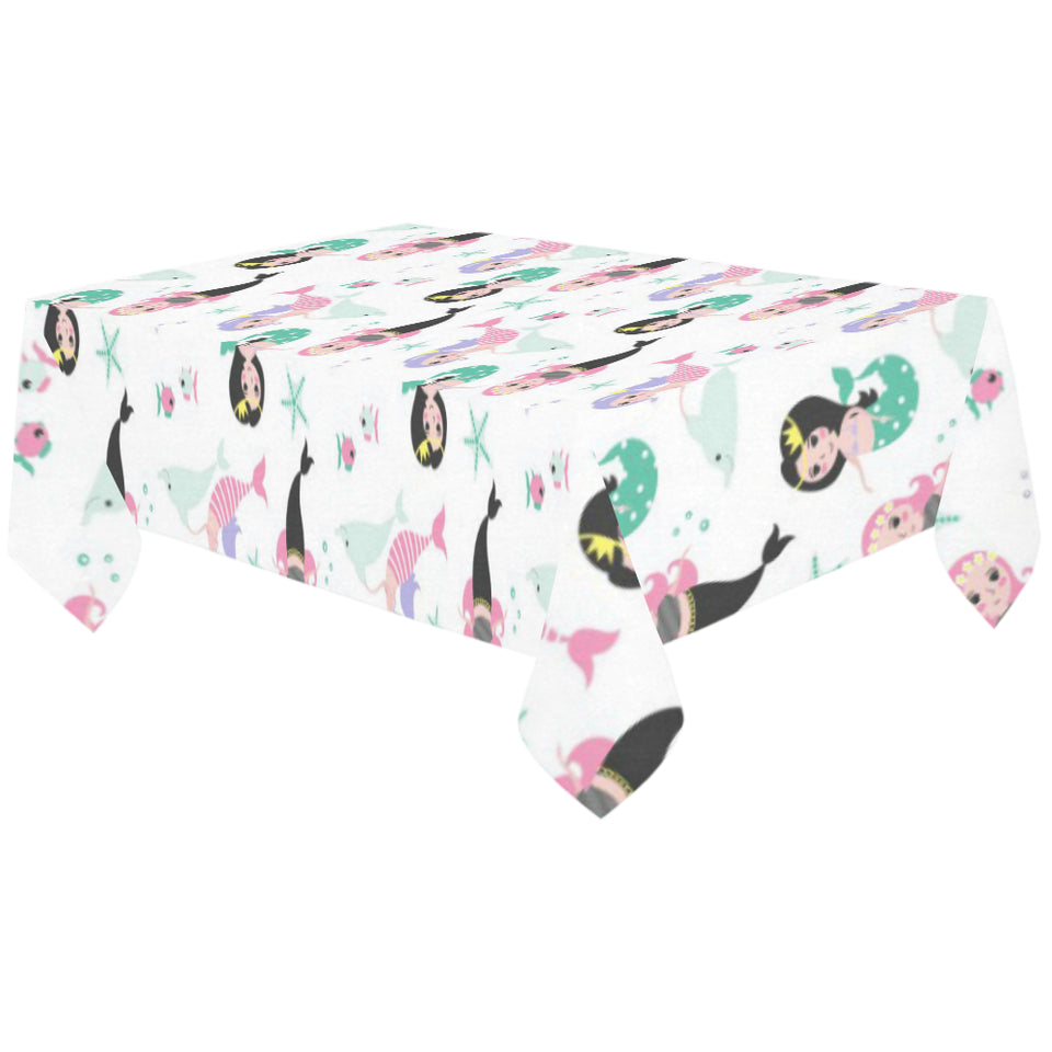 cute mermaid dolphin fish starfish pattern Tablecloth