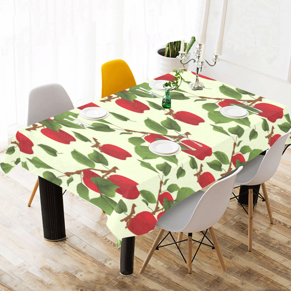 Red apples leaves pattern Tablecloth