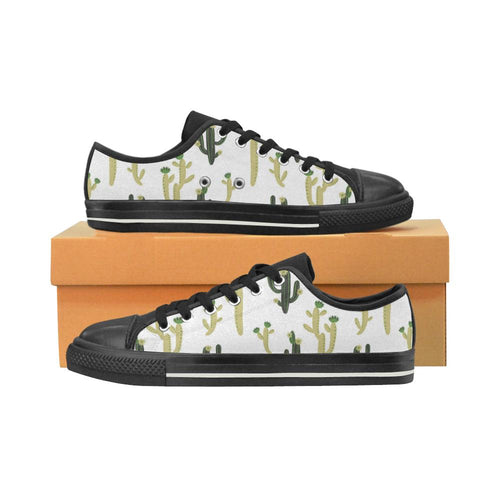 Cute cactus pattern Kids' Boys' Girls' Low Top Canvas Shoes Black