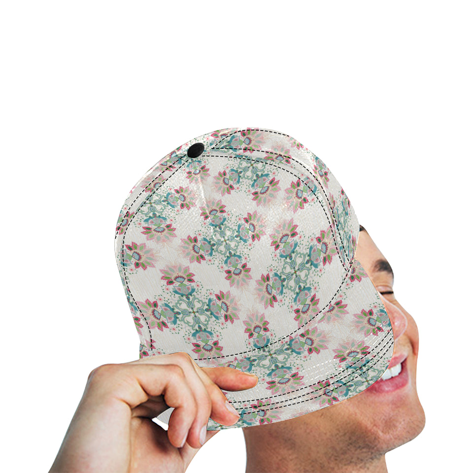 Square floral indian flower pattern All Over Print Snapback Cap