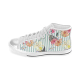 Colorful orchid flower pattern Women's High Top Canvas Shoes White