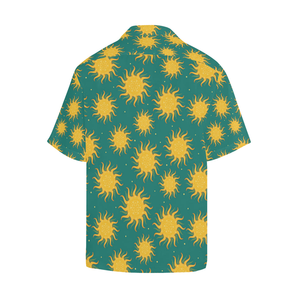 Sun green background Men's All Over Print Hawaiian Shirt