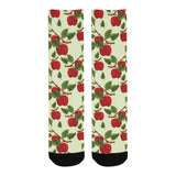 Red apples leaves pattern Crew Socks