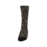 luxurious gold lotus waterlily black background Crew Socks