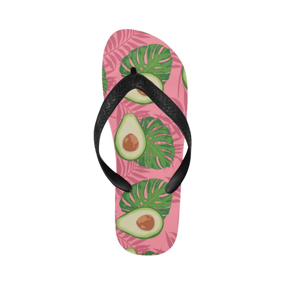 Avocado slices leaves pink back ground Unisex Flip Flops