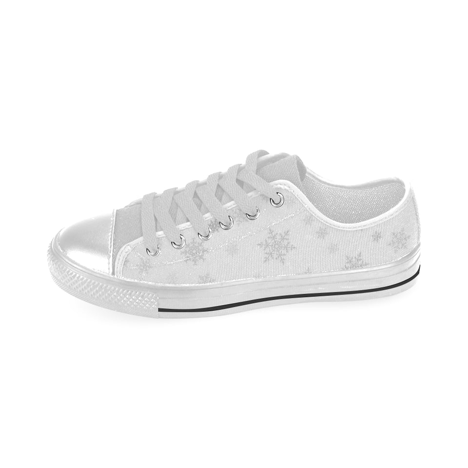Snowflake pattern white background Men's Low Top Shoes White