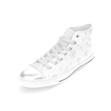 Snowflake pattern white background Women's High Top Canvas Shoes White