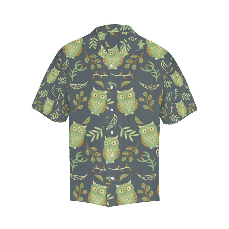 Cute owls leaves pattern Men's All Over Print Hawaiian Shirt