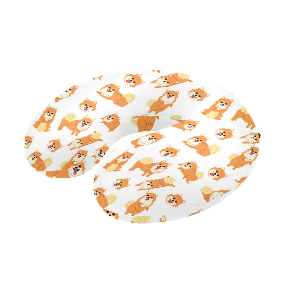 Brown pomeranian pattern U-Shaped Travel Neck Pillow
