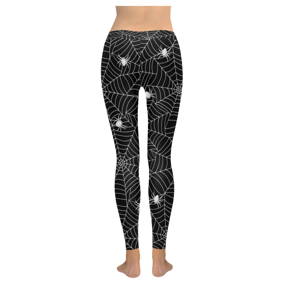 Spider web design pattern Black background white c Women's Legging Fulfilled In US