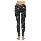 Spider web design pattern Black background white c Women's Legging Fulfilled In US