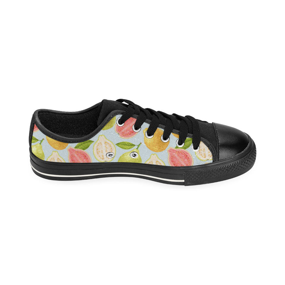 Guava design pattern Men's Low Top Canvas Shoes Black