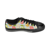 Guava design pattern Men's Low Top Canvas Shoes Black