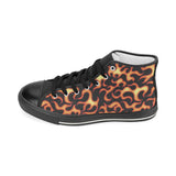 Fire flame dark pattern Women's High Top Canvas Shoes Black