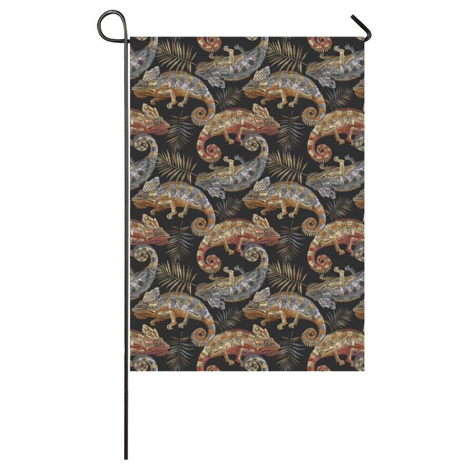 Chameleon lizard tropical leaves palm tree House Flag Garden Flag