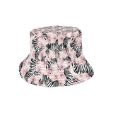 Zebra pink flower background Unisex Bucket Hat