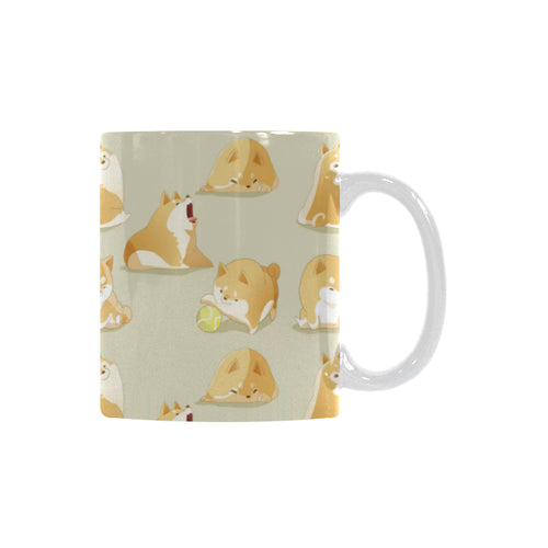 Cute fat shiba inu dog pattern Classical White Mug (Fulfilled In US)