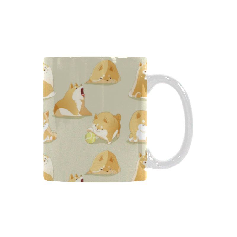 Cute fat shiba inu dog pattern Classical White Mug (Fulfilled In US)