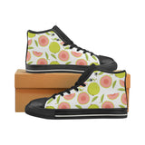 Guava pattern Women's High Top Canvas Shoes Black
