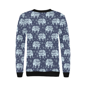Elephant tribal design pattern Women's Crew Neck Sweatshirt