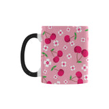 cherry flower pattern pink background Morphing Mug Heat Changing Mug