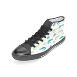 watercolor crocodile pattern Women's High Top Canvas Shoes Black