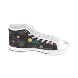 space pattern Men's High Top Canvas Shoes White
