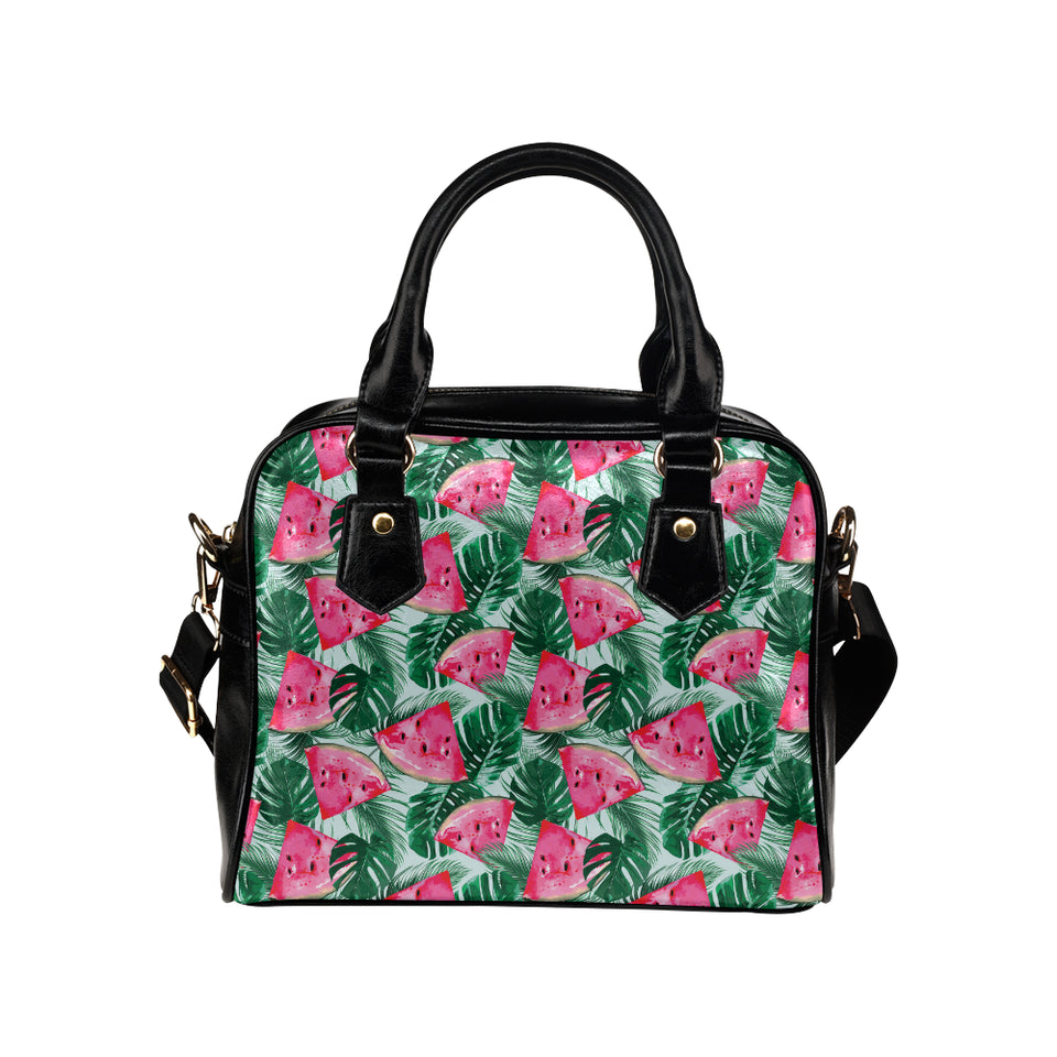 Watermelons tropical palm leaves pattern Shoulder Handbag