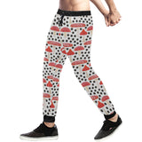 Red mushroom dot pattern Unisex Casual Sweatpants