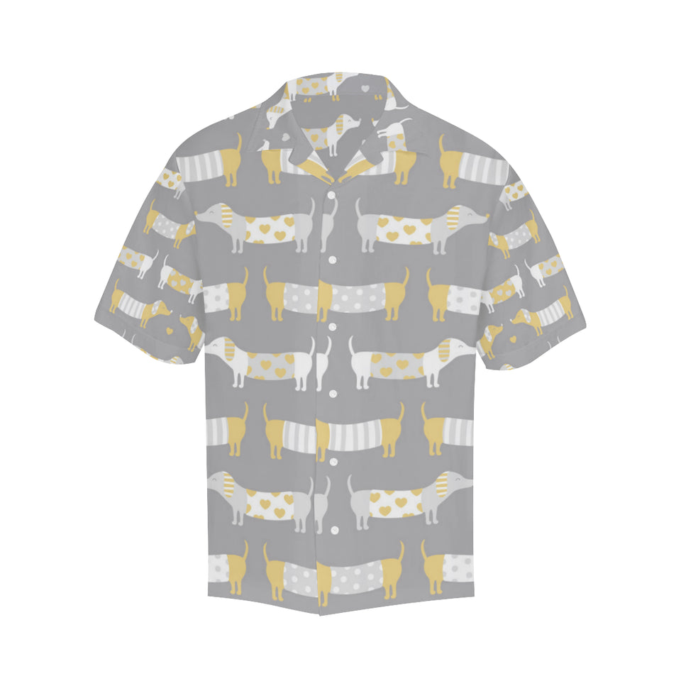 Cute dachshund dog pattern Men's All Over Print Hawaiian Shirt