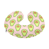Avocado heart pink background U-Shaped Travel Neck Pillow