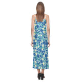 blueberry design pattern V-Neck Open Fork Long Dress