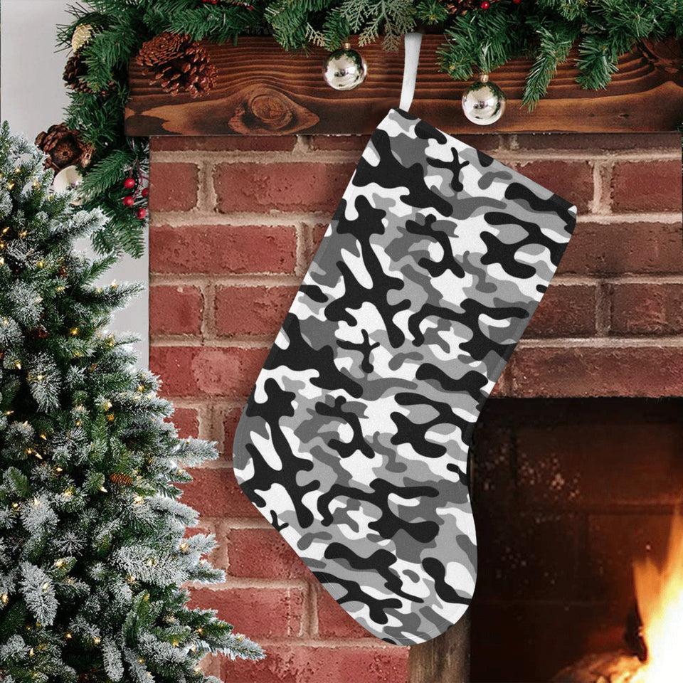 Black white camouflage pattern Christmas Stocking