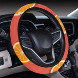 Oranges pattern red background Car Steering Wheel Cover