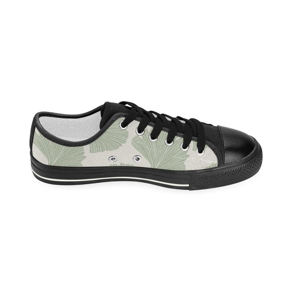 Ginkgo leaves pattern Kids' Boys' Girls' Low Top Canvas Shoes Black