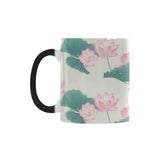 Pink lotus waterlily leaves pattern Morphing Mug Heat Changing Mug