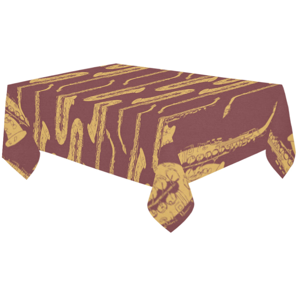 Hand drawn gold saxophone red background Tablecloth