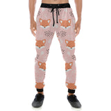 Cute fox pattern pink background Unisex Casual Sweatpants