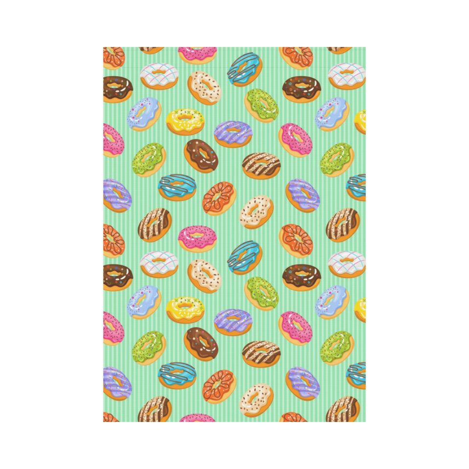 Colorful donut pattern green background House Flag Garden Flag