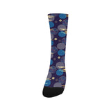 Blue japanese pattern cloud wave flower Crew Socks