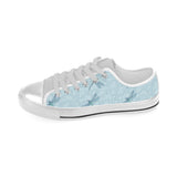 Dragonfly pattern blue background Men's Low Top Shoes White