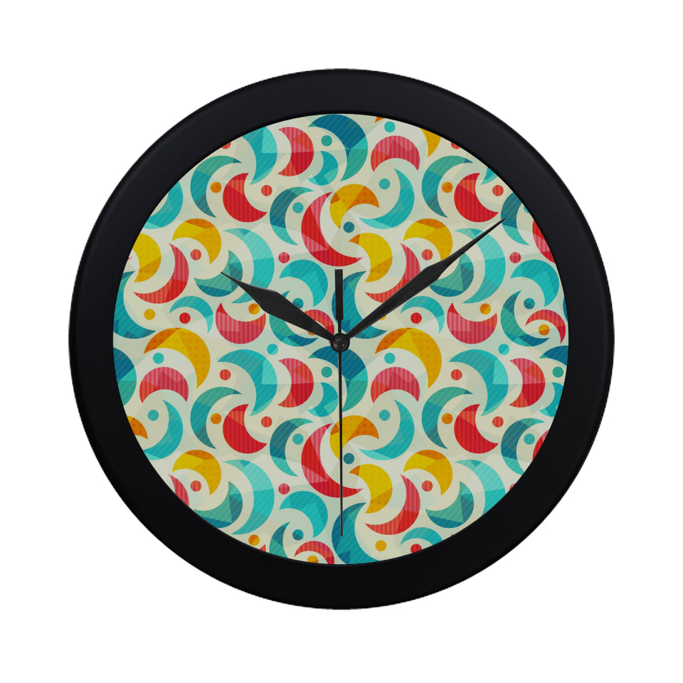Colorful moon pattern Elegant Black Wall Clock