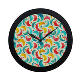 Colorful moon pattern Elegant Black Wall Clock
