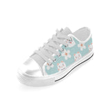 Maneki neko cat sakura Men's Low Top Canvas Shoes White