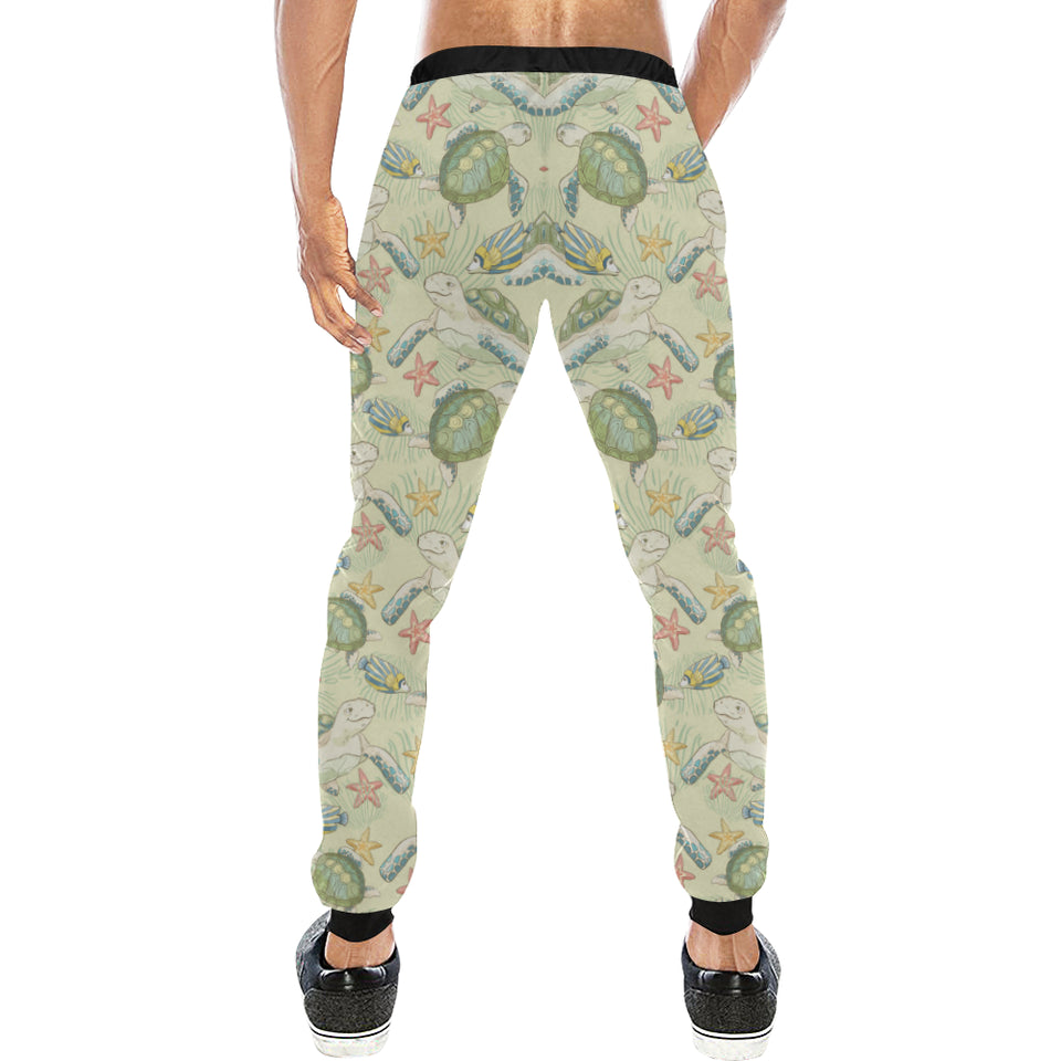 Hand drawn sea turtle fish pattern Unisex Casual Sweatpants