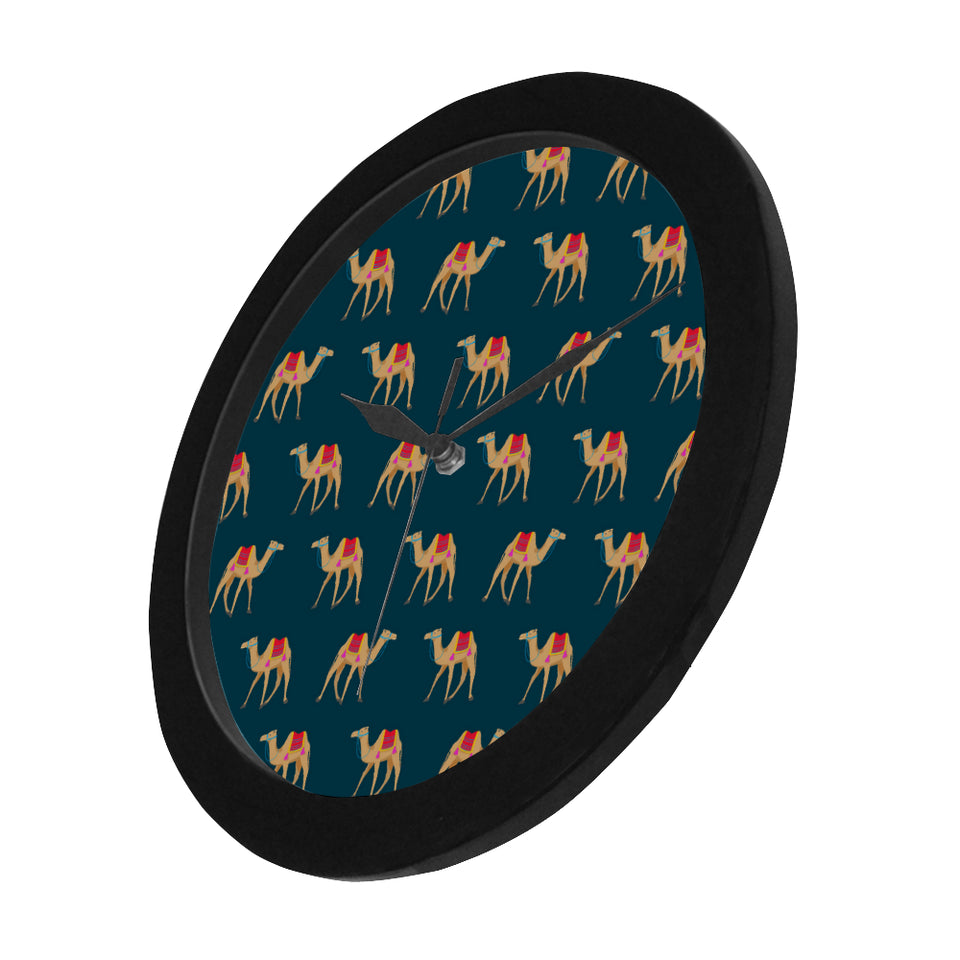 Camel pattern blue blackground Elegant Black Wall Clock